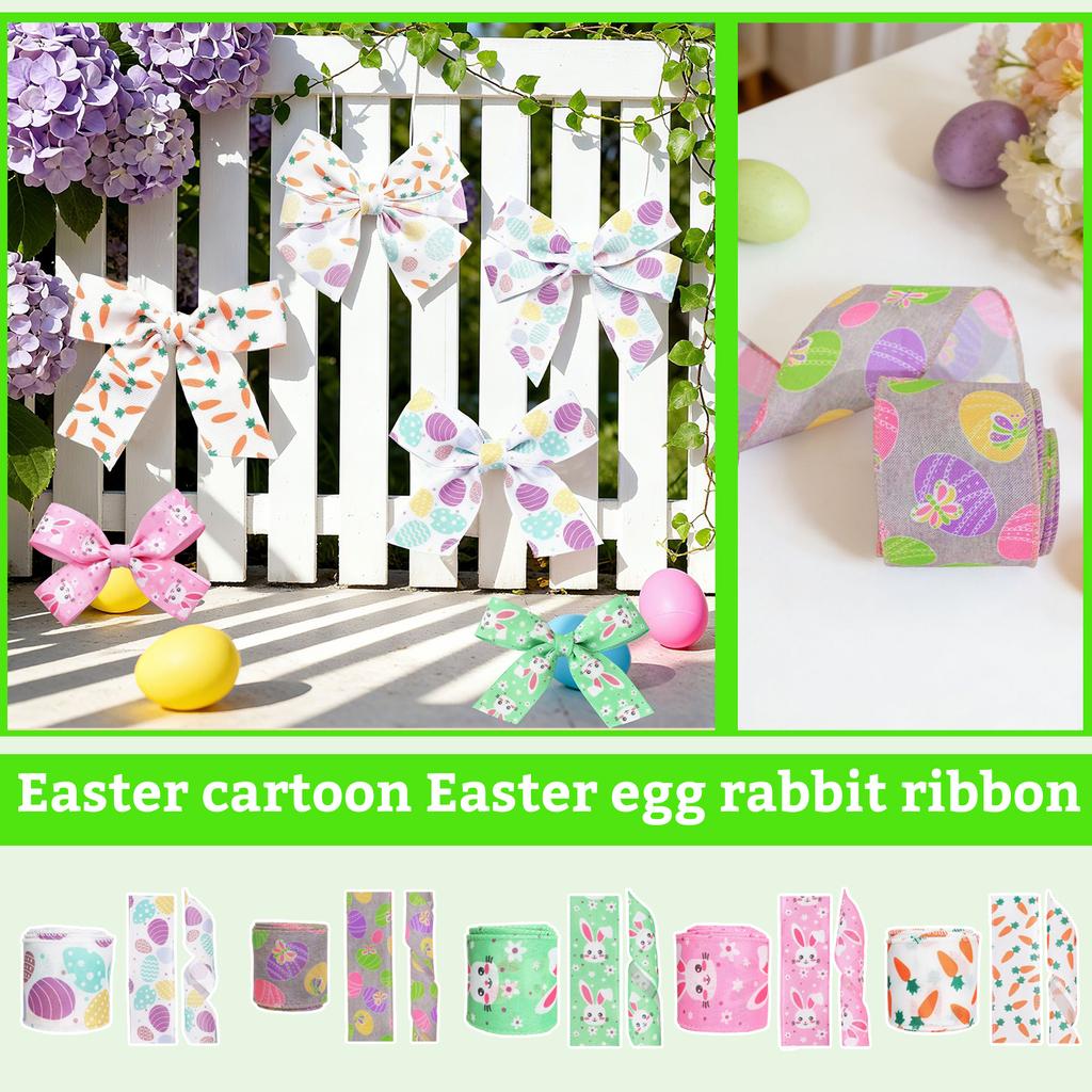 Spring Easter Cartoon Easter Egg Ribbon DIY Bow Gift Box Packaging Ribbon Party