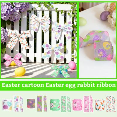 Spring Easter Cartoon Easter Egg Ribbon DIY Bow Gift Box Packaging Ribbon Party