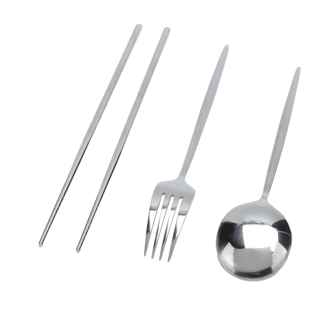 Portable Cutlery Set Stainless Steel Tableware Anti Corrosion Non Slip Anti Fading Chopsticks Spoon for Outdoor