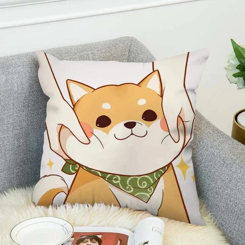 Pillowcase 45*45 Shiba Inu Pillow Cases For Bed Chair Cushion Cover 45X45Cm Fall Decoration Decorative Pillows Lounge Chairs