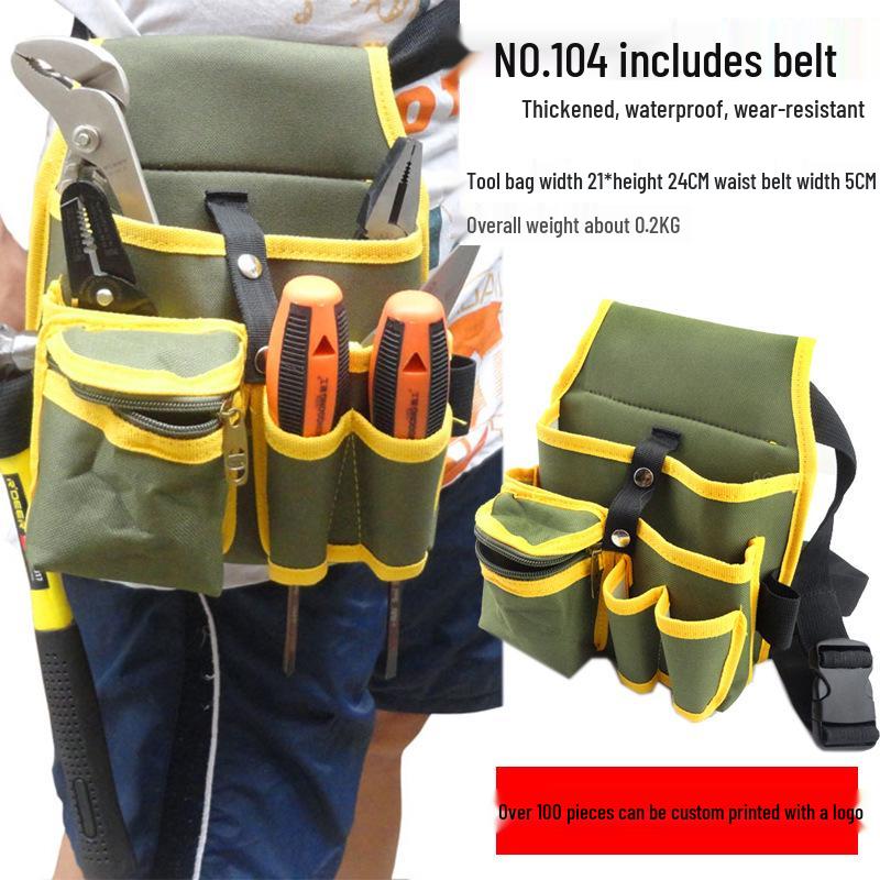 Thickened Canvas Multi-Tool Waist Bag with Large and Small Pockets for Electricians
