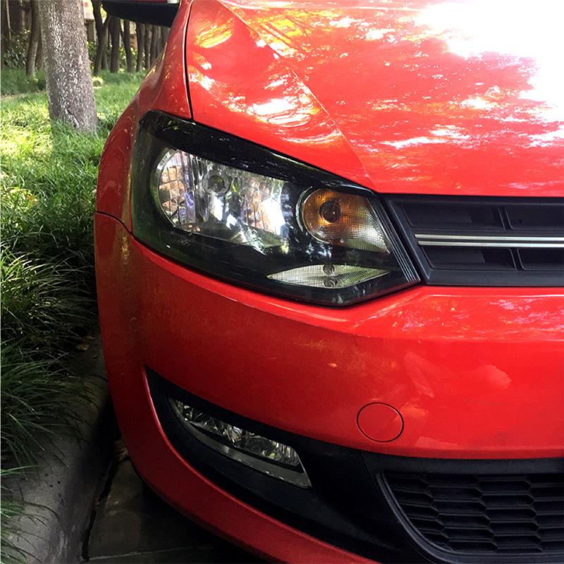 Fit for VW 2010 2011 2012 2013 2014 2015 2016 2017 2Pcs Polo Mk5 6R Headlamp Eyebrow Eyelid Cover Decorative Trim Accessories