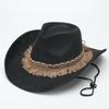 European and American suede warped edge western cowboy hat men and women outdoor curled brim ethnic style top hat felt hat