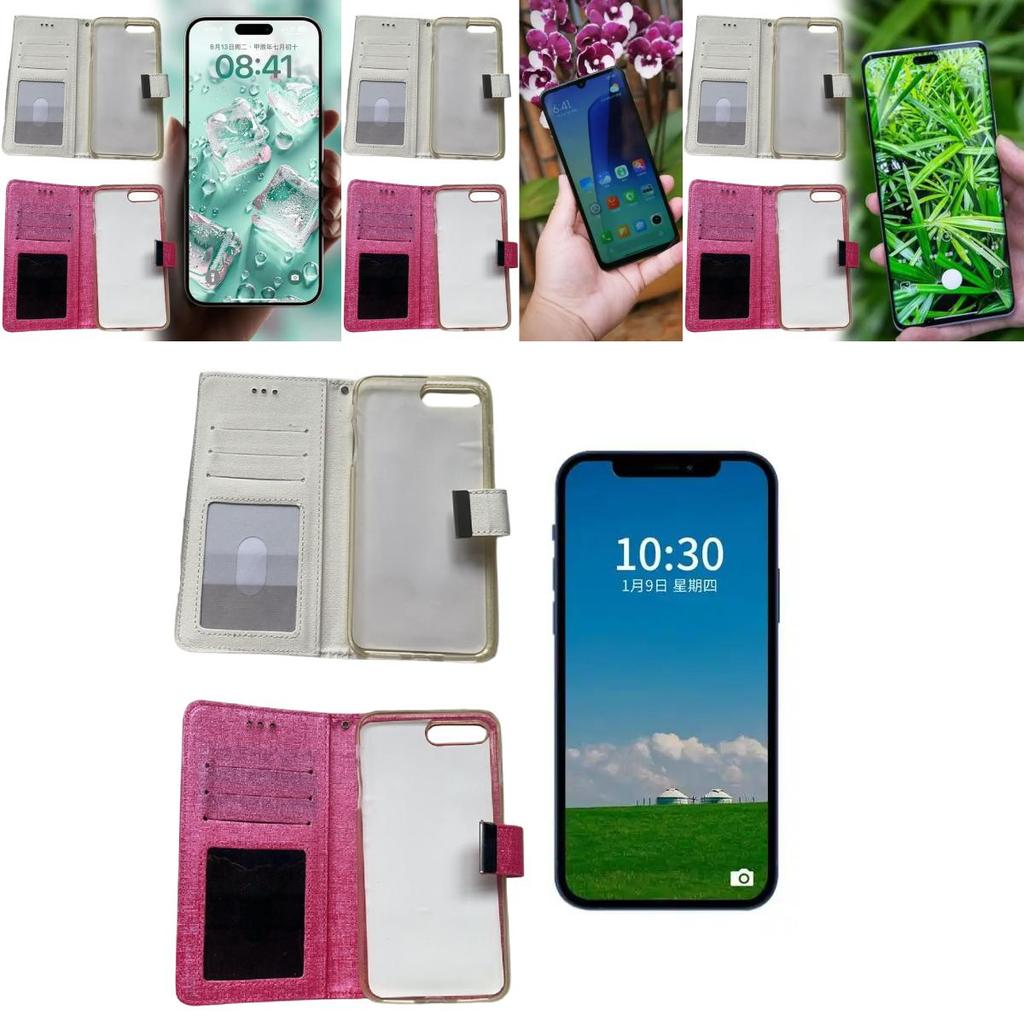 Apple Iphone 7 Plus Leather Phone Case With Carbon Fiber Material Shockproof Stand Magnetic For Business Use