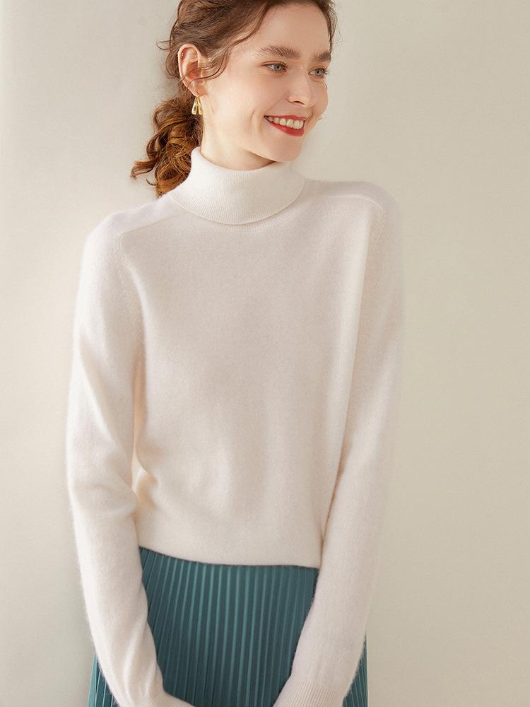 Women's High-Neck Cashmere Sweater - Autumn/Winter Loose Fit Long-Sleeve Pullover