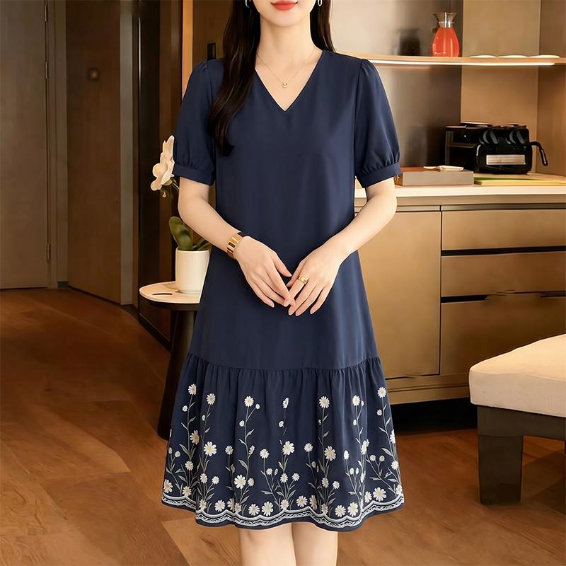 ZANZEA Women Floral Print Casual V-Neck Loose Short Sleeve Dress S