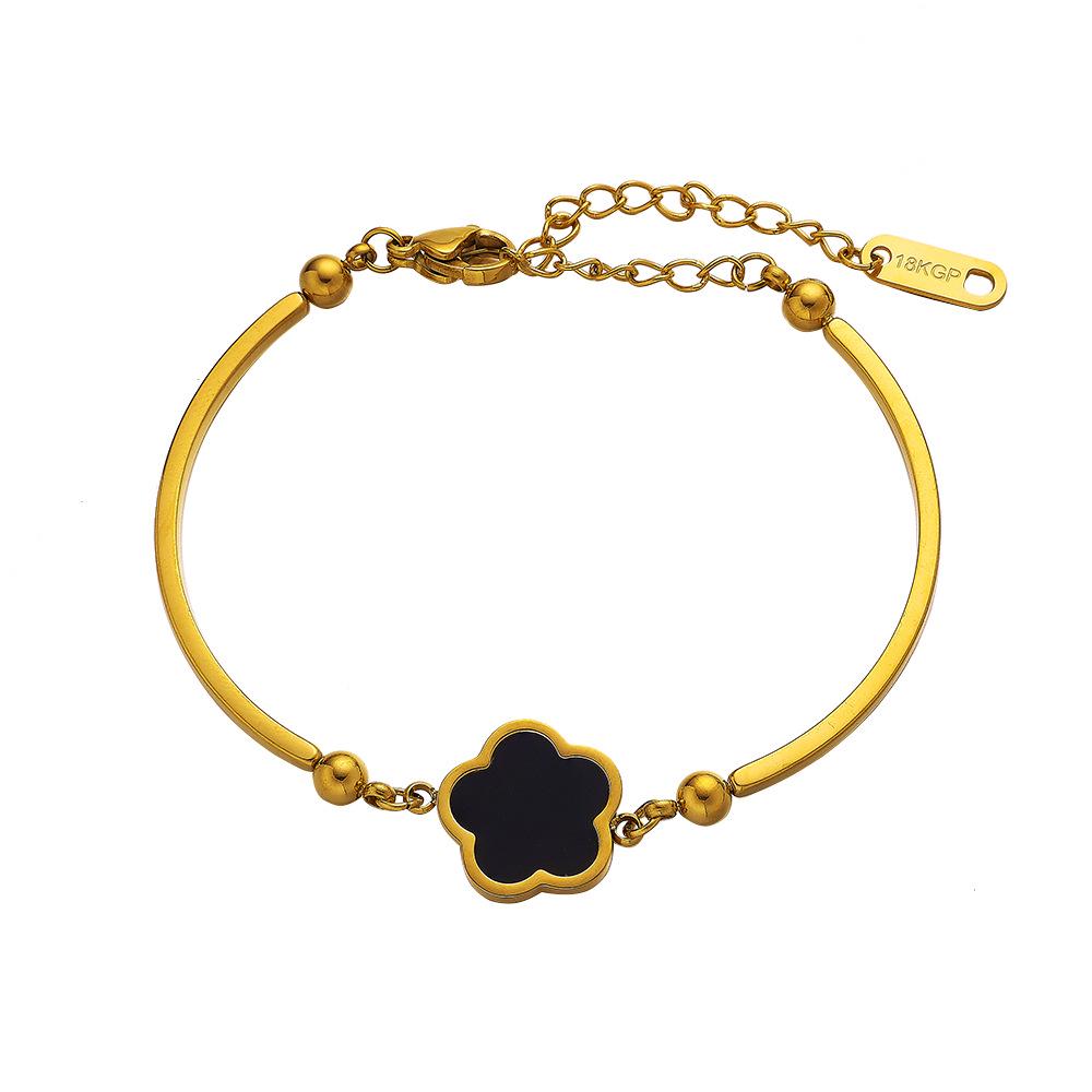 High-End Charm Double-Sided Five-Petal Flower Women s Titanium Steel Bracelet