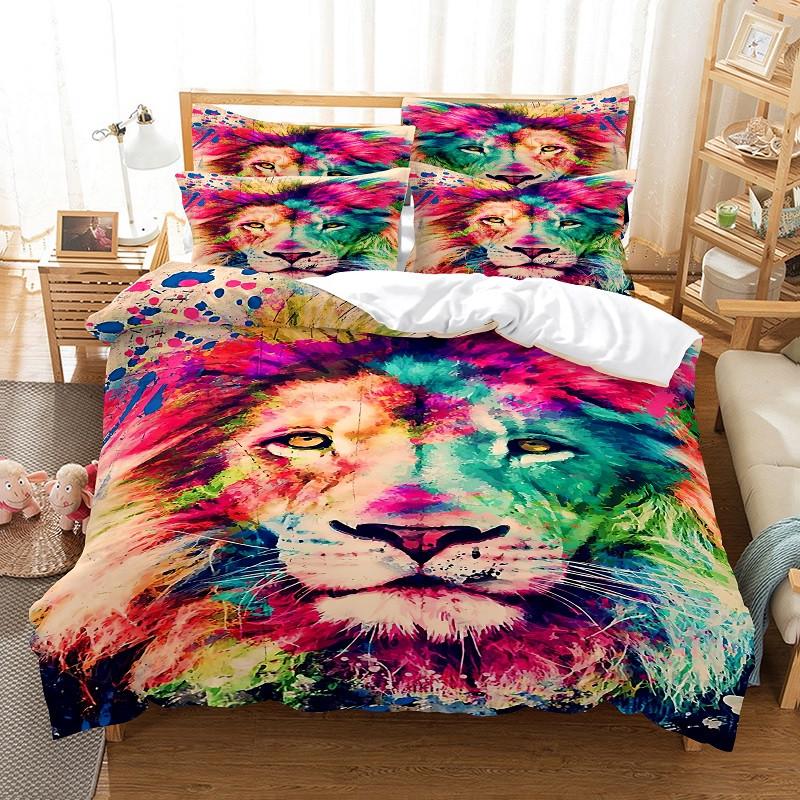 Löwe Bettwäsche-Set Bettbezug-Set 3D Bettwäsche Digitaldruck Bettwäsche Queen Size Bettwäsche-Set Modedesign