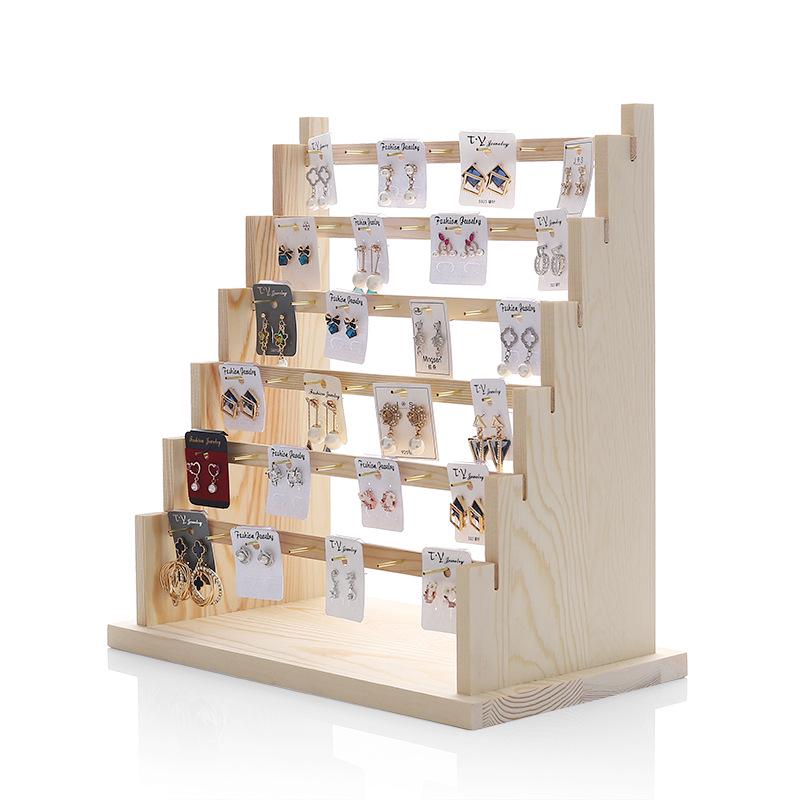 Solid Wood Jewelry Display Stand: Earring, Necklace & Bracelet Organizer.