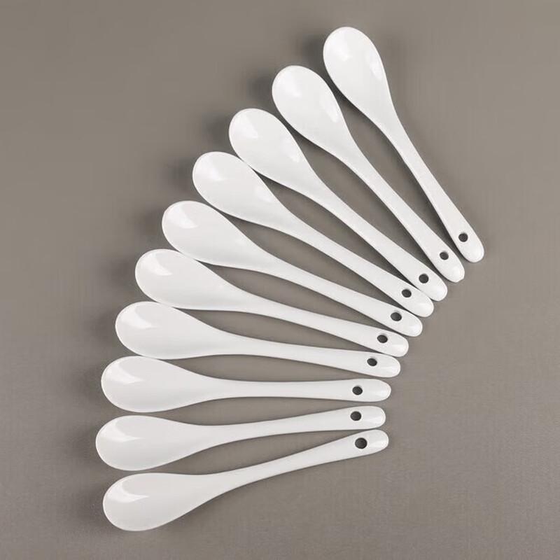 Huihuang Pure White Ceramic Coffee Spoons - 10-Pack