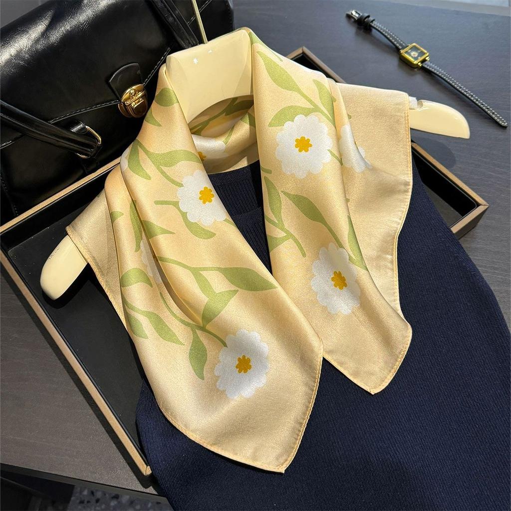Fashion 100% Real Pure Silk Headscarf Square Scarf For Women Shawl Foulard Hijab Neckerchief Bandana Print Bufanda Echarpe