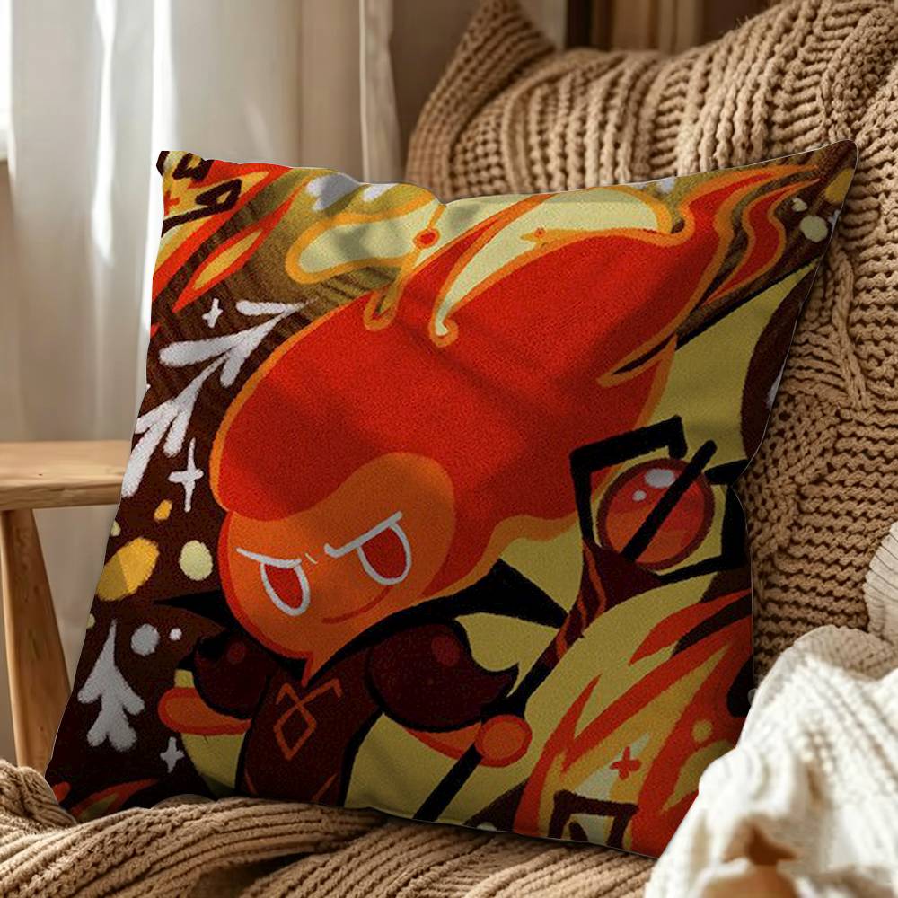 Fire S-Spirit Cookie Run Square Double-Sided Printed Pillow Case Sofa Cushion Cover Bedroom Bedside Decor