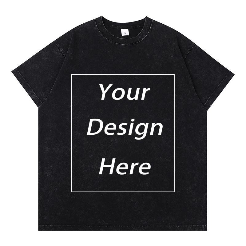 

300 г/м² 100% хлопок футболка с индивидуальным рисунком принт мужские футболки S промывают черный