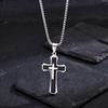 3D Cross Pendant Necklaces for Men Boys,Black Gold Color Stainless Steel Cross Necklace,Hiphop Punk Party Gift