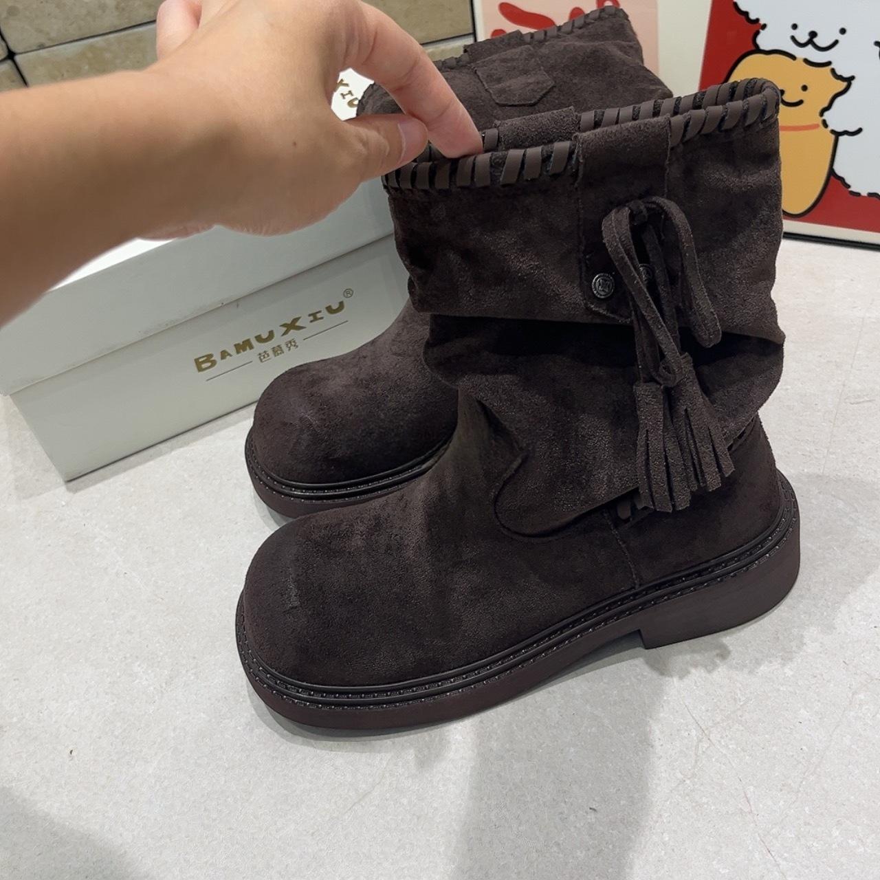 

Suding Home! Fashion Versatile Platform Knight Boots Women s Autumn 2025 New Retro Skinny Long Pile Boots 40