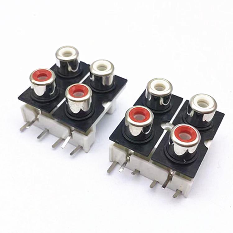 Copper Foot RCA-409 Nickel-Plated 4-Position RCA Female AV Video Signal Socket