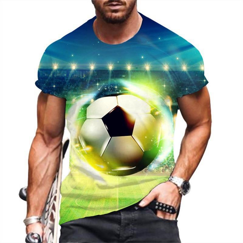 Summer Round Neck 3D Brazilian Flag Football Jersey Print Top Fashionable Casual Short Sleeved Men's T-shirts