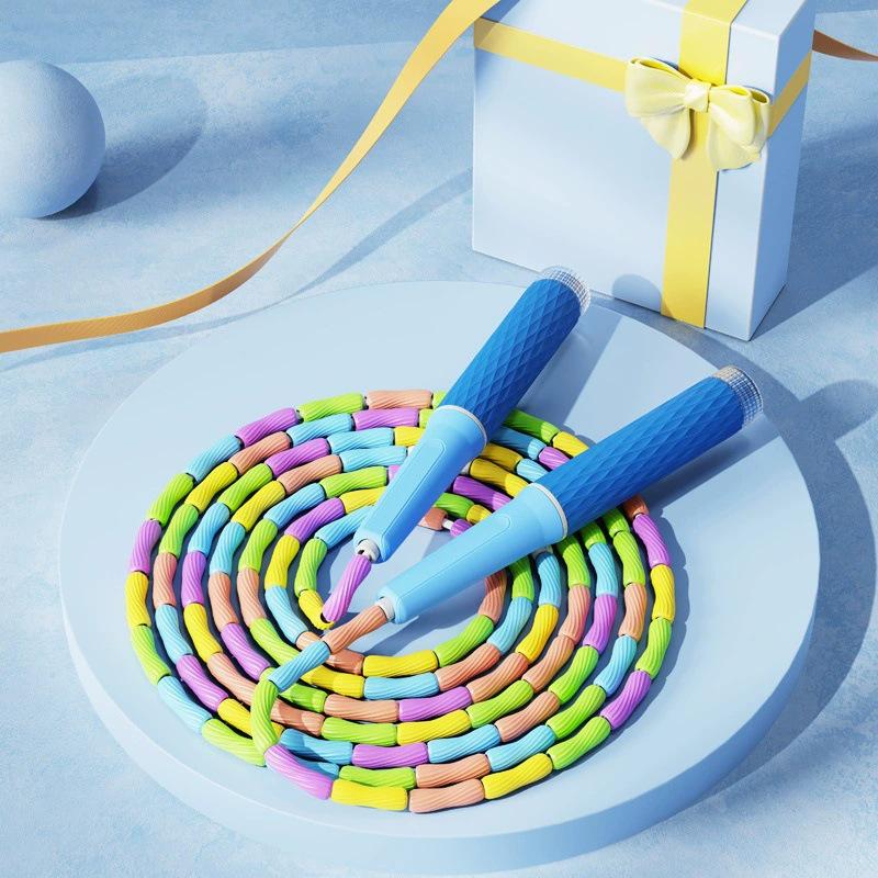Adjustable No-Tangle Speed Jump Rope with Soft Beads for Primary & Secondary Students - Durable Bamboo Sections, Ideal for Beginners.