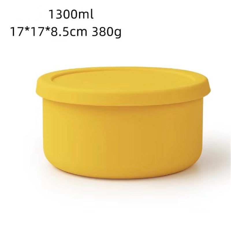 Boîte à déjeuner en Silicone, boîte à déjeuner en Silicone pour micro-ondes, boîte de rangement pour réfrigérateur, ensemble rond de quatre pièces