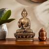 Brass Blessing Gautam Buddha for Living Room Decor In Gold Color Height 7 Inch Buddha Idol for Home Decor