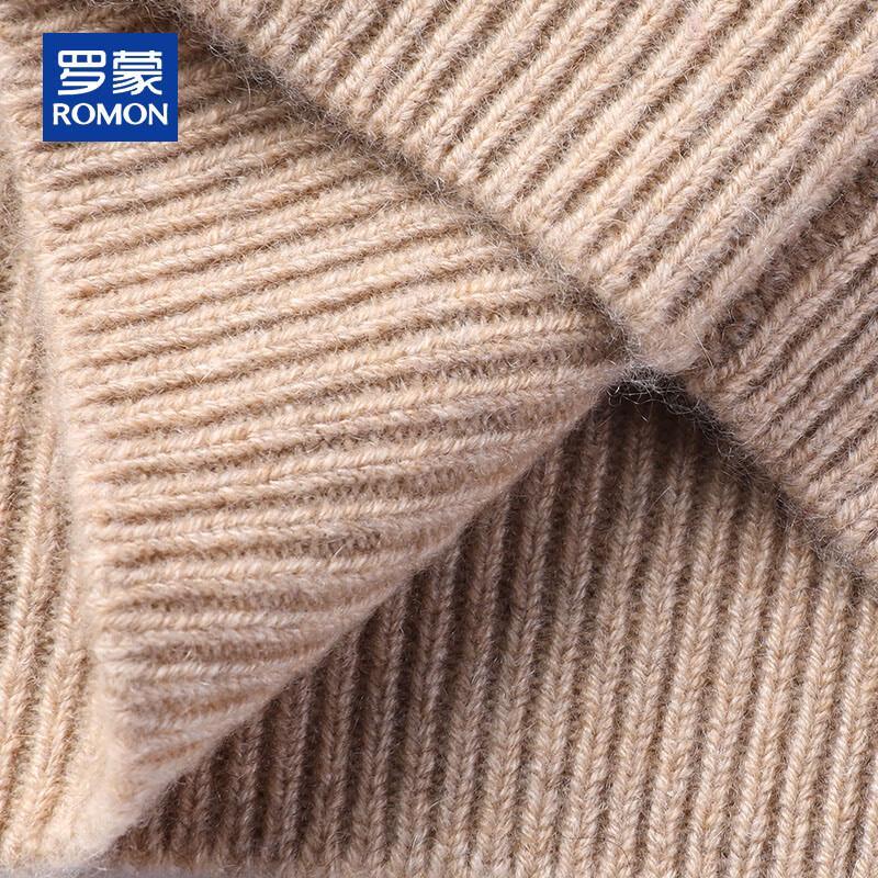 ROMON Men's 100% Cashmere Thickened Crew Neck Sweater