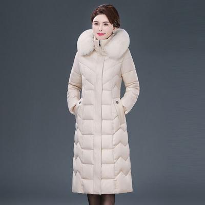 Winter Mid-length Down Jacket Over The Knee Plus Size Thickened Coat for Middle-aged and Elderly Mothers