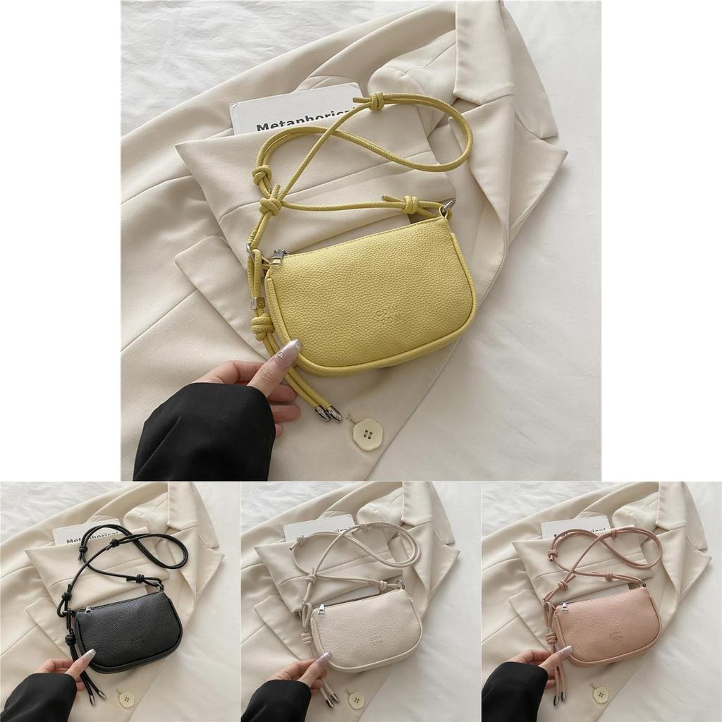 Simple Solid Color Lychee Texture Women Casual Shoulder Bag For Daily Use