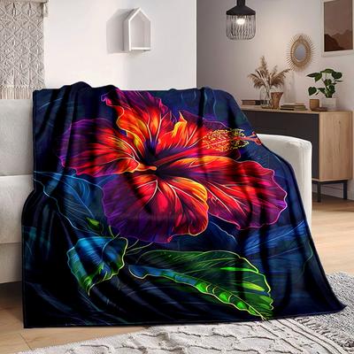1 Stück Decke mit tropischem Blumenmuster Leichte Flanelldecke Überwurfdecke für Sofa, Bett, Reisen, Camping yy2509026186
