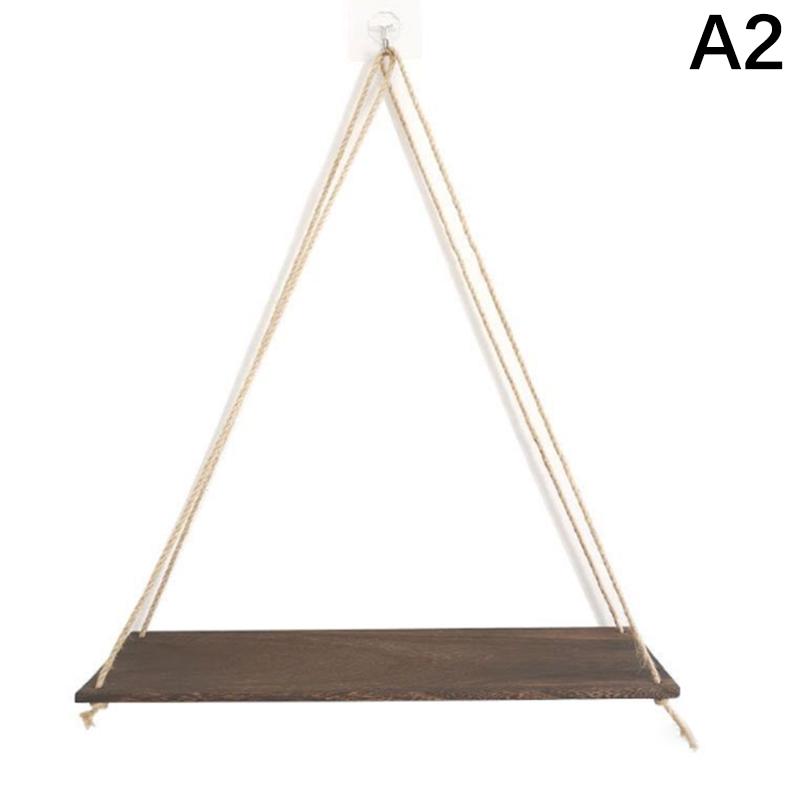 

1 шт. Деревянные качели Подвесная пеньковая веревка Настенная полка Навесная плавающая Дом Гостиная Растение Цветочный горшок Подставка Хранение Садовое украшение