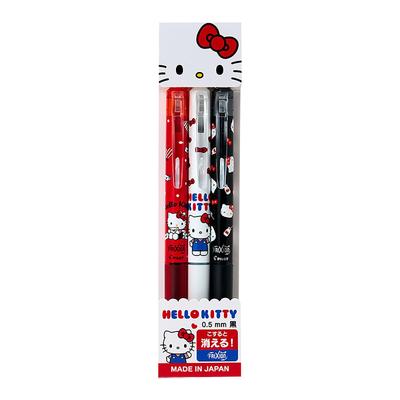 Sanrio FriXion Ballpoint Hello Kitty Polycarbonat Ballpoint 768219 (3 Pack) Durchmesser 0,5 mm, Farbe Schwarz, Typ,