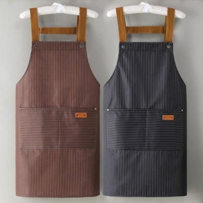 Two-pocket Striped Waterproof Apron Cafe Apron