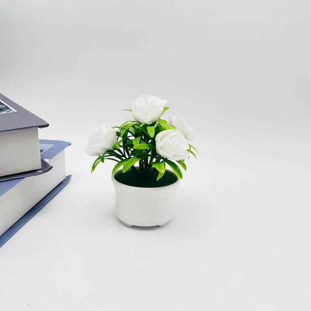 Small Rose Faux Greenery Three Leg Pot Valentines Gift And Display Tabletop