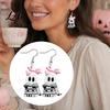 Hypoallergenic Alloy Hooks Cute Reading Ghost Earrings Sweet Bowknot Drop Unique Halloween Gifts Lightweight Acrylic Jewelry for Women Girls Polished