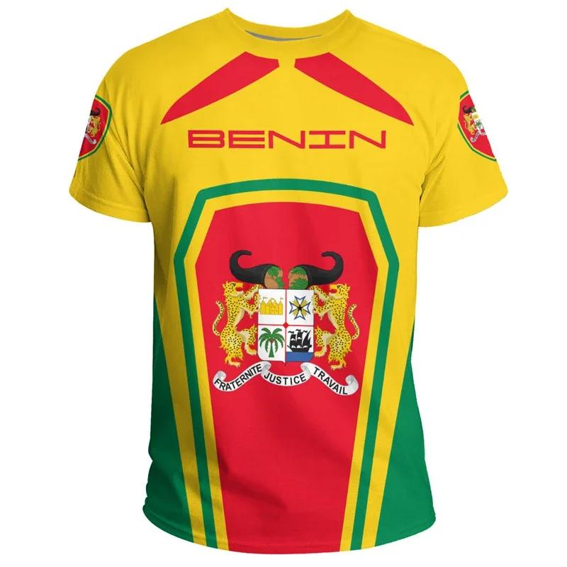 The Republic of Benin Flag Football Jersey African Benin National Day Graphics T-shirts 3D Printed Fashion Short Sleeve T Shirt