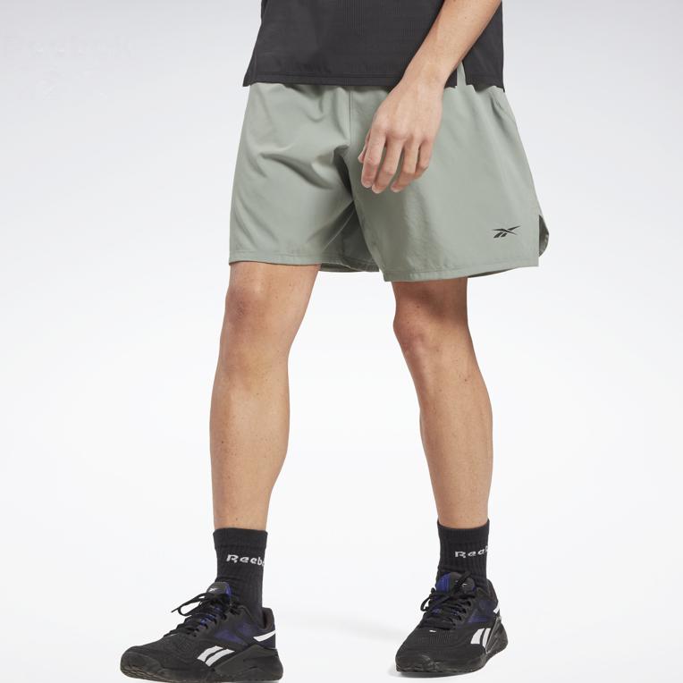 Reebok Logo Print Training Loose Fit Straight Leg Shorts Men shorts Army-Green HR6142