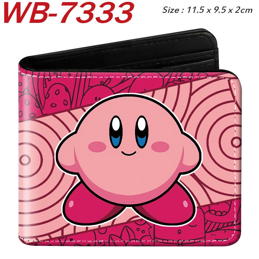 Kirby Short Trifold Wallet Cute Kawaii Anime Pink Mini Coin Purse for Women Girls Students 1pcs