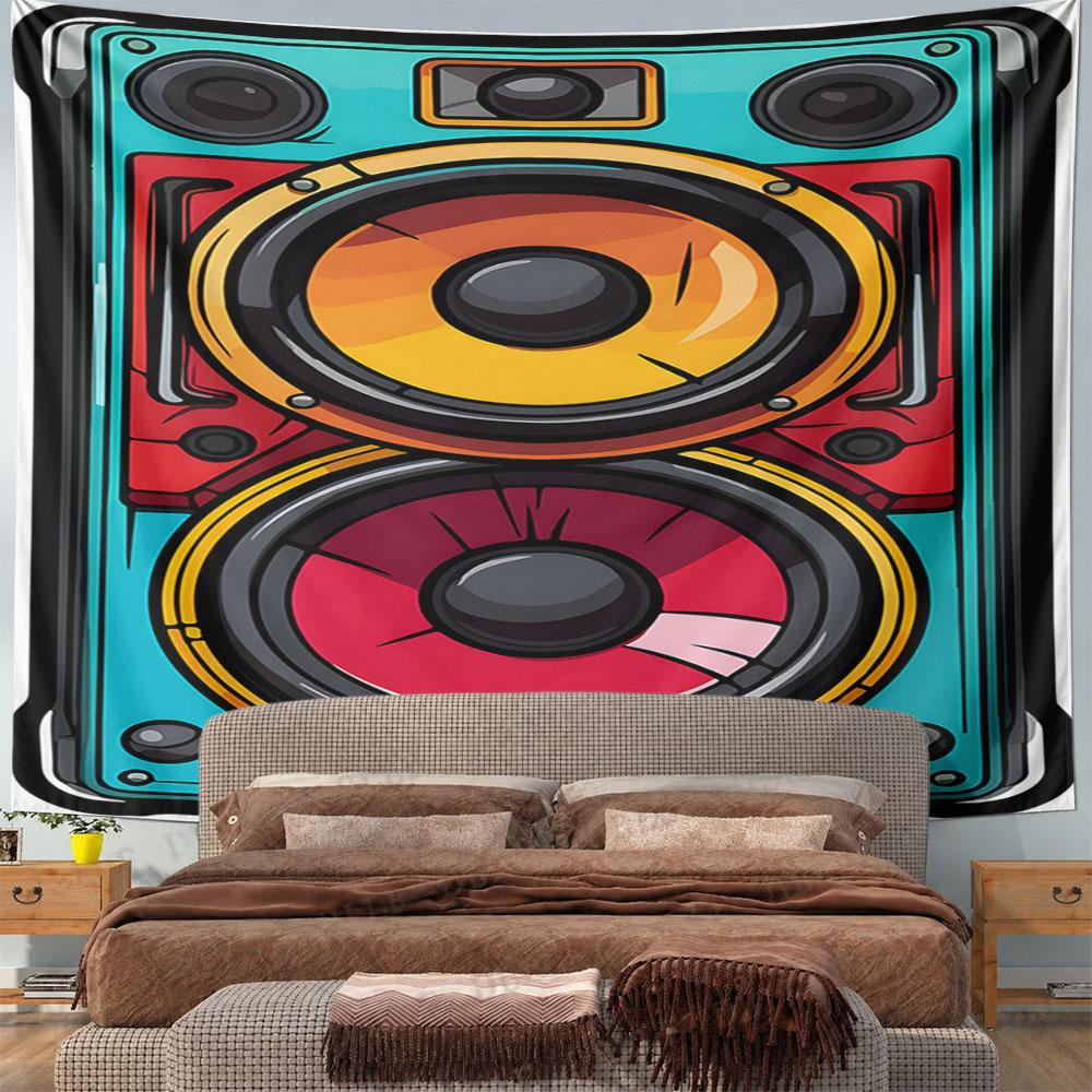 "Colorful Retro Speaker Design Tapestry" Pattern Wall Hanging Tapestry Decorative Tapestry Home Decor for Bedroom and Living Room