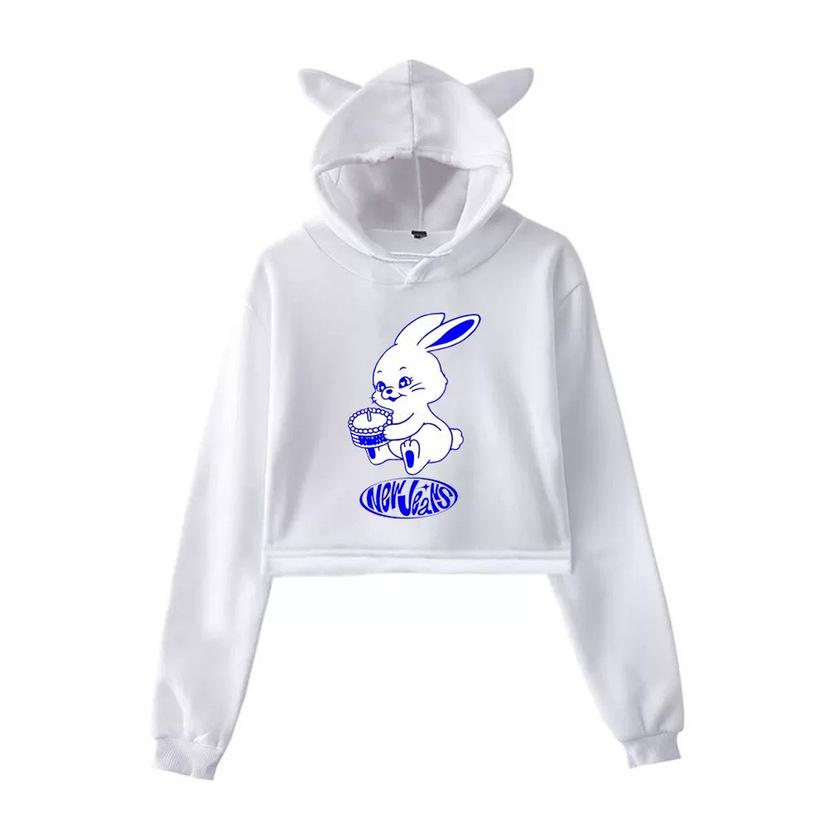 2023 Cartoon Anime Cat Ear Girls' Cropped Hoodie
