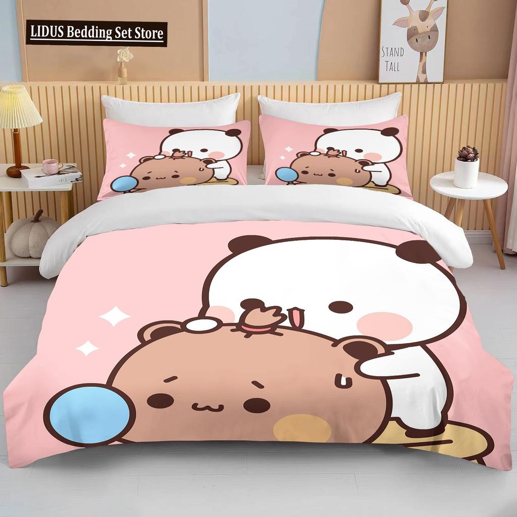 Bubu Dudu Cartoon Cute Bear Kawaii Christmas Gift King Twin Double Boys Bedding Set Microfiber Or Polyester Duvet Cover Set