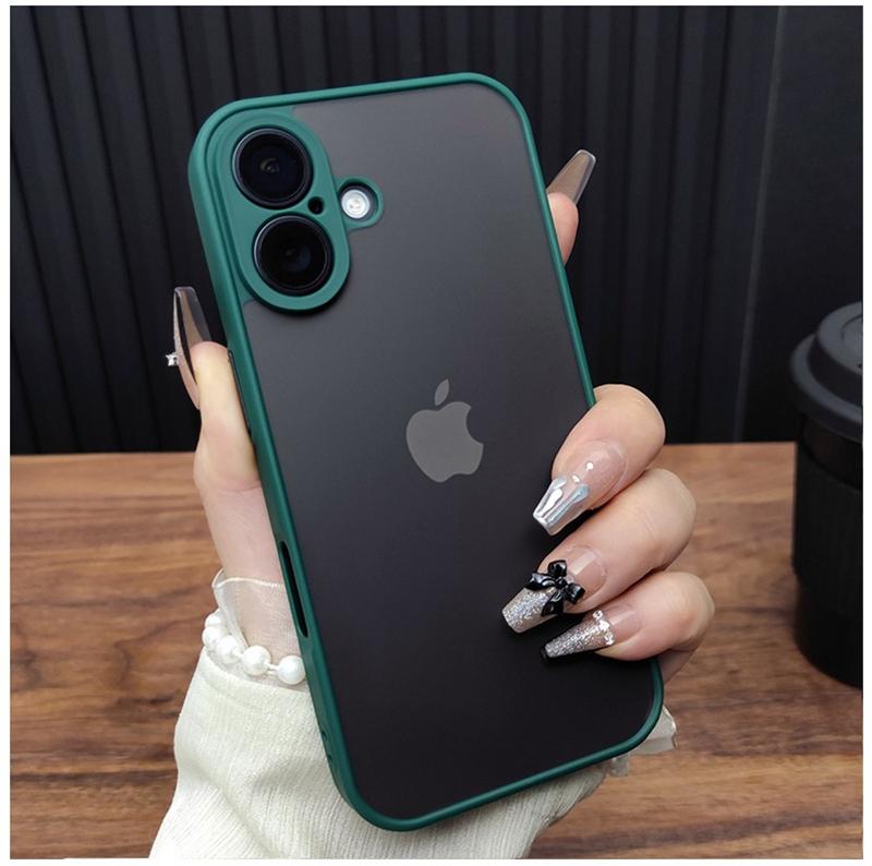 Luxury Transparent Matte Phone Case For iPhone 11 12 13 14 15 16 Pro Max 16E X Xs Max XR 7 8 Plus Bumper Back Cases Cover