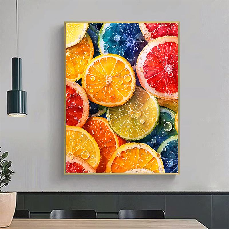 5d DIY Diamond Painting Cross Stitch Colored Lemon Slices Diamond Embroidery Mosaic Full Round Drill Home Decor