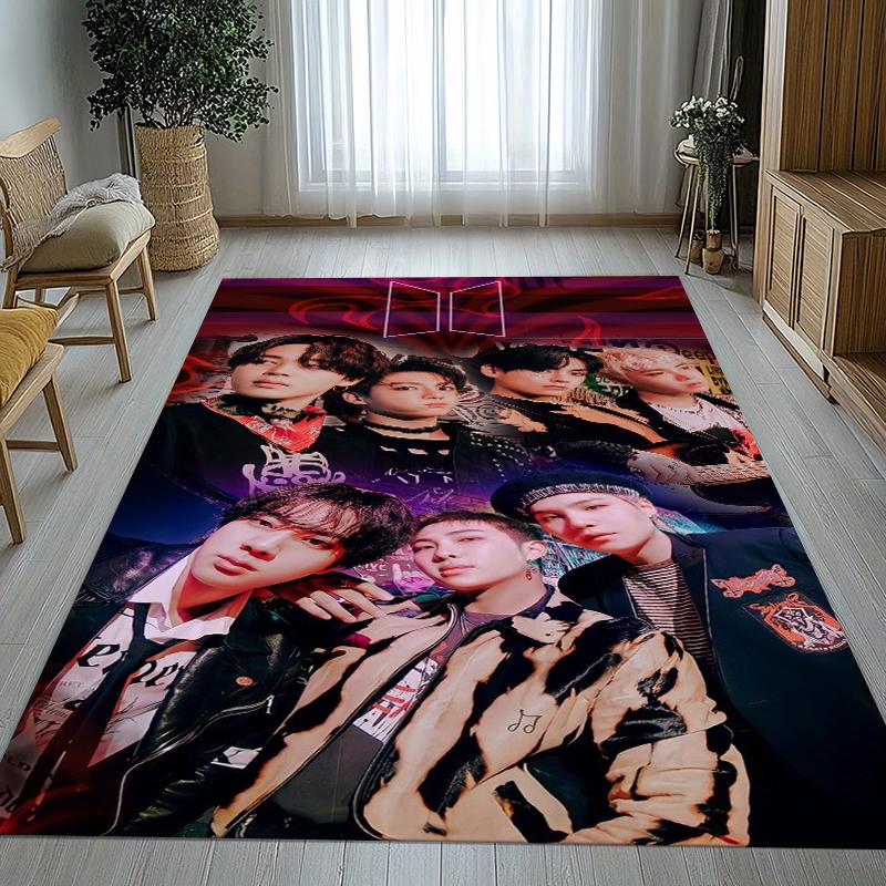 Fashion B-BTS Kpop Star Living Room Non-Slip Area Rug Soft Carpet for Bedroom Kids Playroom Sofa,Home Decor Doormat Gift