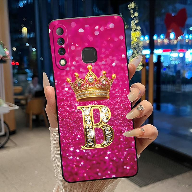 

Beautiful A to Z Letter Crown Casing For Infinix S4 Smart3 Plus X626 X267 Case Black Soft Silicone Shockproof Shell Infinix S4