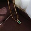 Green Zircon Bead Necklace: Fashionable Gold-Plated Titanium Steel Clavicle Chain for Women