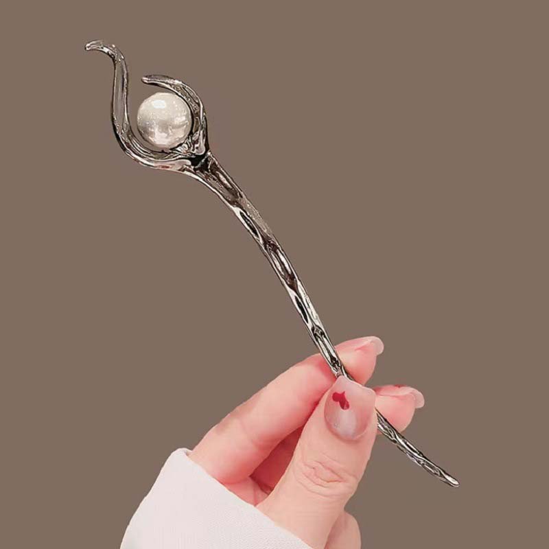 Fashion Black Pearl Hair Sticks For Women Simple Metal Chopstick Hair Clip Pin Headwear Wedding Headdress Jewelry Accessories