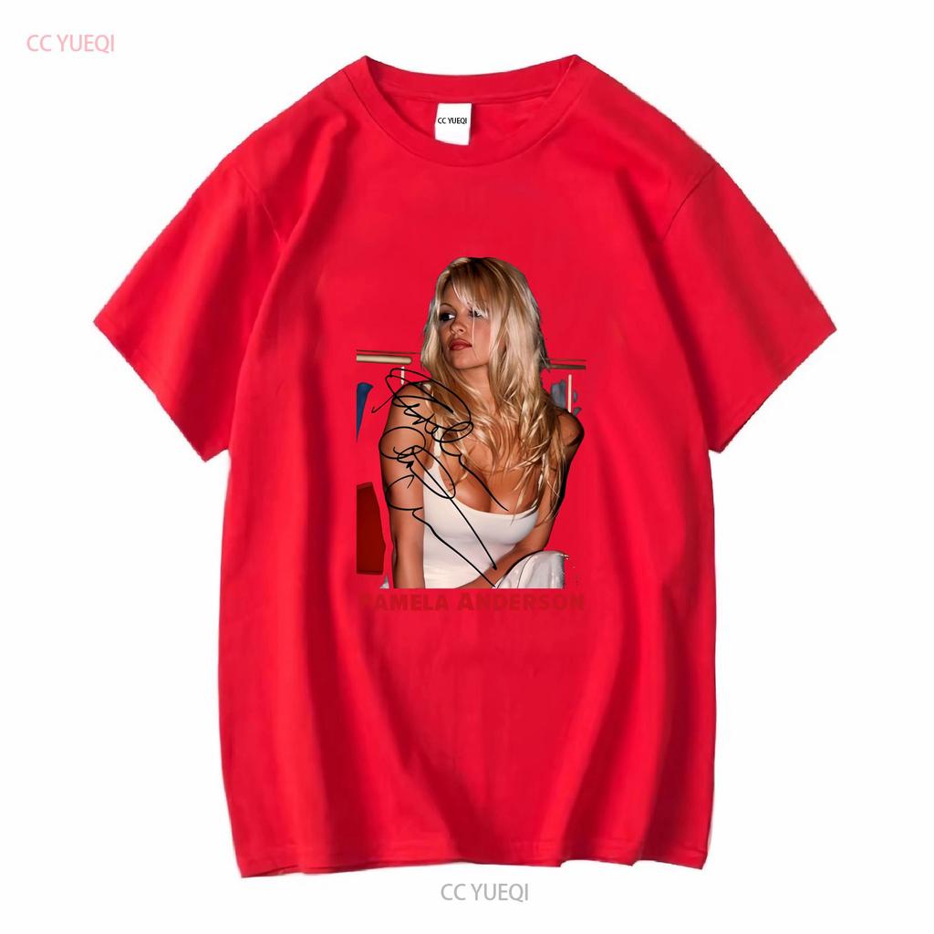 Hot Pamela Anderson Beauty Signed For Fans Unisex All Size T Shirt WS long or short sleeves vintage Washed Versatile Slightly