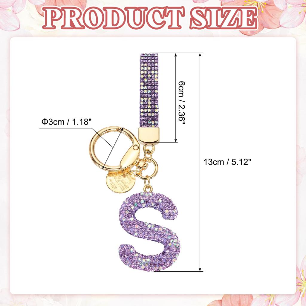 [PATIKIL] Initial Letter Keychain, Gift Bling Letter Keychain, Alphabet Key Ring, Handbag Accessory for Women, Shiny and Cute Backpack Bag Car Key