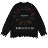Gothic Long Sleeve Women's Torn Sweater Hip Hop Streetwear Printed Punk Japanese Style Winter Women's Knitted Oversize Crewneck Grunge Sweater