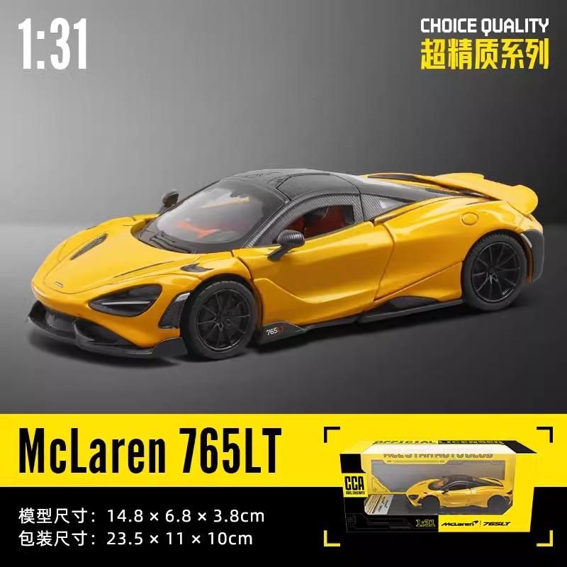 CCA MSZ 1:31 McLaren 765LT alloy car model children's toy car die-casting with sound and light pull back function
