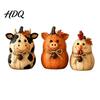 Seasonal Autumn Shelf Display 3PCS Rustic Harvest Wooden Ornaments Animal Designs Retro Small Pumpkin Figurines Distressed Farmhouse Crafts
